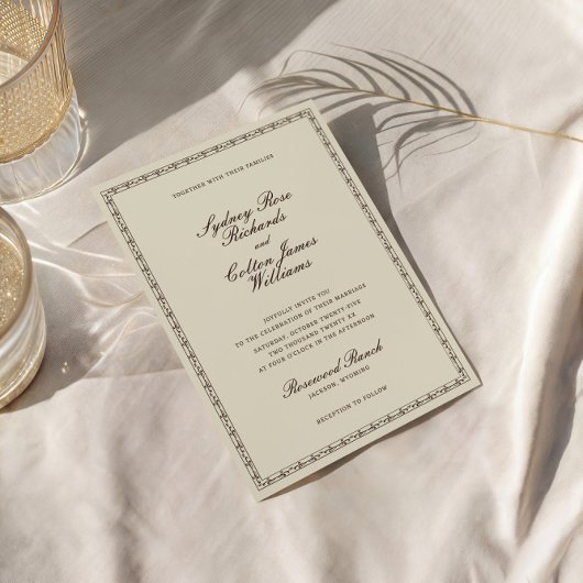 Faire-Part de Mariage Cadre Orné Romantique Wester
