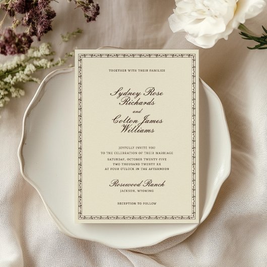 Faire-Part de Mariage Cadre Orné Romantique Wester