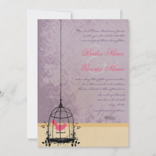 Faire-part de mariage Cage à oiseaux aubergine Vin