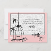 Faire-part de mariage Cage à oiseaux en damas rose (Dos)