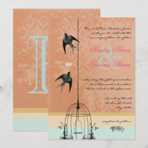 Faire-part de mariage cage à oiseaux vintage fanta