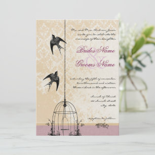 Faire-part de mariage cage à oiseaux vintage fanta