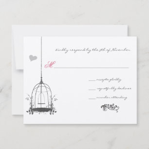 Faire-part de mariage Cage grise oiseau vintage Ac