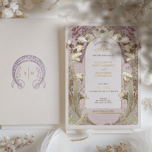 Faire-part de mariage Calla Lily Rose Gold Foil Mu