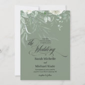 Faire-part de mariage calligraphié avec verdure pr (Devant)