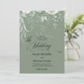 Faire-part de mariage calligraphié avec verdure pr (Debout devant)
