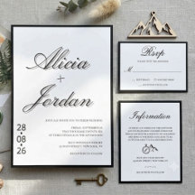 Faire-part de mariage calligraphié chic minimalist