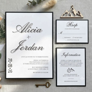 Faire-part de mariage calligraphié chic minimalist