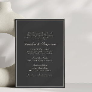 Faire-part de mariage calligraphié classique gris