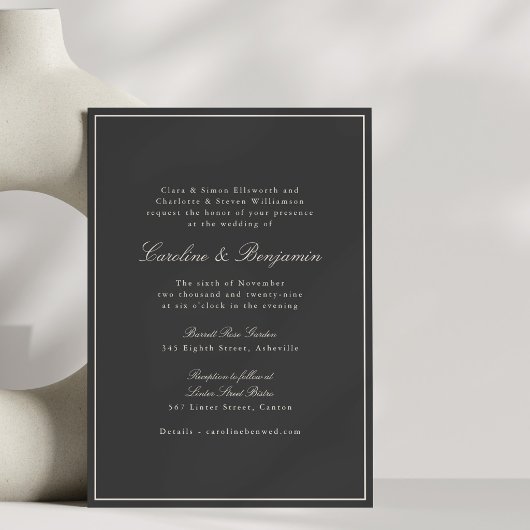 Faire-part de mariage calligraphié classique gris