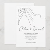 Faire-part de mariage calligraphié élégant minimal (Devant / Derrière)