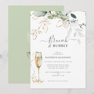 Faire-part de mariage calligraphié Eucalyptus Gold