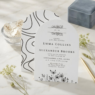 Faire-part de mariage calligraphié minimaliste élé