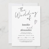 Faire-part de mariage calligraphié moderne minimal (Devant)