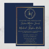 faire-part de mariage calligraphie monogramme cour (Devant / Derrière)