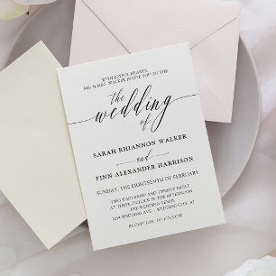 Faire-part de mariage calligraphié noir et blanc