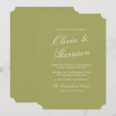 Faire-part de mariage calligraphié Olive Estate (Devant / Derrière)