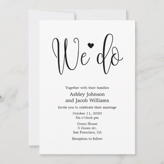Faire-part de mariage calligraphie simple Nous vou (Devant)