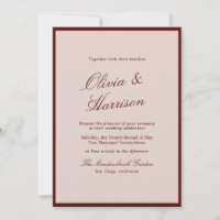 Faire-part de mariage calligraphié vin profond et