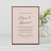 Faire-part de mariage calligraphié vin profond et (Debout devant)