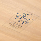 Faire-part de mariage calligraphique rustique bleu (Poser)