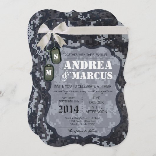 faire-part de mariage Camo numérique unique de 5x7 (Devant / Derrière)