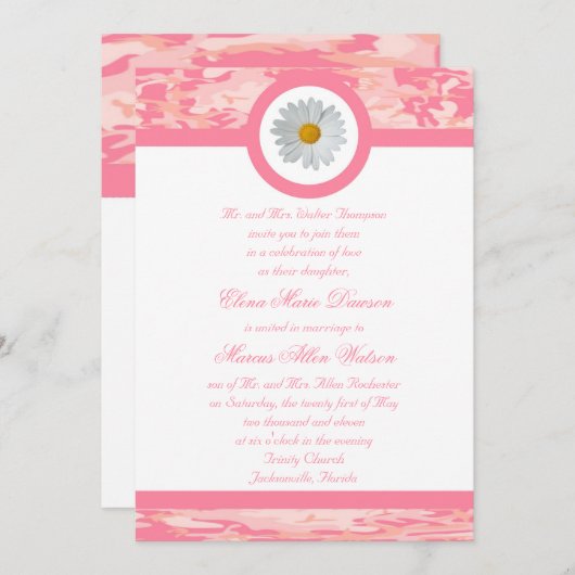 Faire-part de mariage Camo rose (Devant / Derrière)