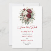 Faire-part de Mariage Campagnard Rose Bourgogne (Devant)