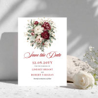Faire-part de Mariage Campagnard Rose Bourgogne