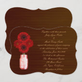 Faire-Part de Mariage Campagnard Rustique Rouge en (Devant / Derrière)