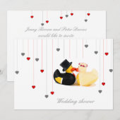 Faire-part de mariage canards 4 et deux coeurs (Devant / Derrière)