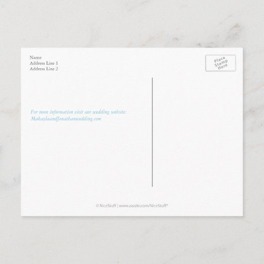 Faire-part de mariage capricieux : Bleu (Dos)