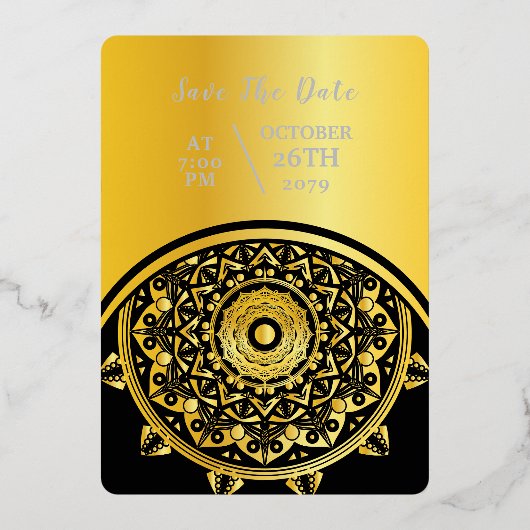 Faire-part de mariage Card Luxe Gold Foil Design (Verso)