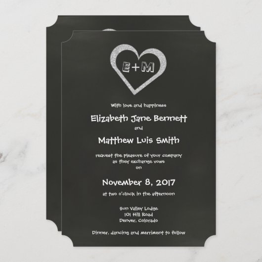 Faire-part de mariage cardiaque bilingue en tablea (Devant / Derrière)