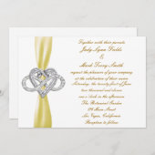 Faire-part de mariage cardiaque d'infinité jaune (Devant / Derrière)