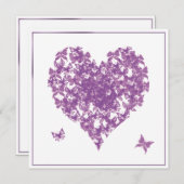 Faire-part de mariage cardiaque du papillon pourpr (Devant / Derrière)