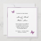 Faire-part de mariage cardiaque du papillon pourpr (Dos)