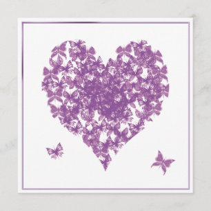 Faire-part de mariage cardiaque du papillon pourpr