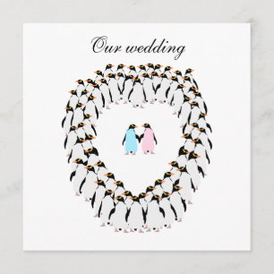 Faire-part de mariage cardiaque du pingouin