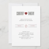 Faire-part de mariage cardiaque minimaliste (Devant)