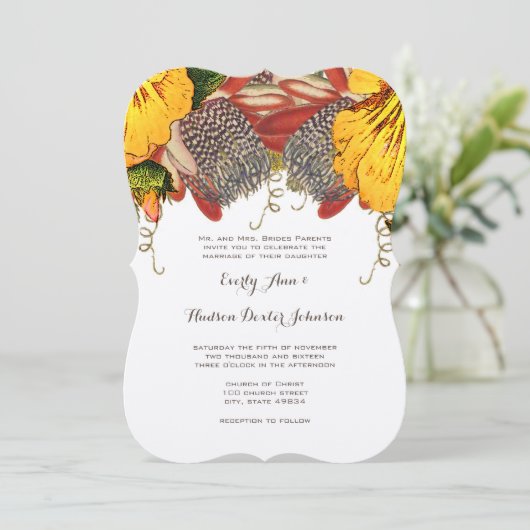 Faire-part de mariage cardiaque Rose rustique (Debout devant)