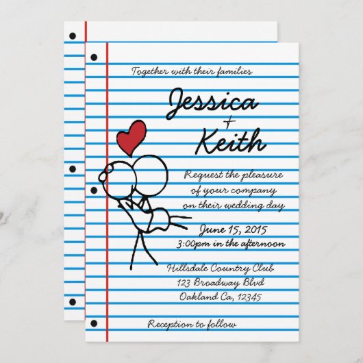 FAIRE-PART DE MARIAGE CARNET - INVITATION (Devant / Derrière)