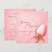 Faire-part de mariage carré avec un seul bourgeon  (Devant / Derrière)