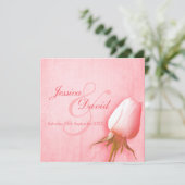 Faire-part de mariage carré avec un seul bourgeon  (Debout devant)