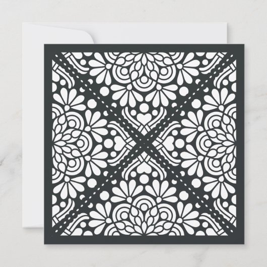 Faire-part de mariage Carré Beaux Arts | Charbon (Dos)