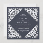 Faire-part de mariage Carré Beaux Arts | encre (Devant)