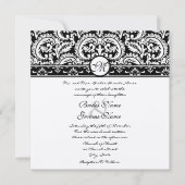 Faire-part de mariage Carré Black Damask Swils (Devant)