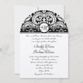 Faire-part de mariage Carré Black Damask Swils (Devant)