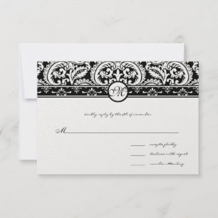 Faire-part de mariage Carré Black Damask Swils