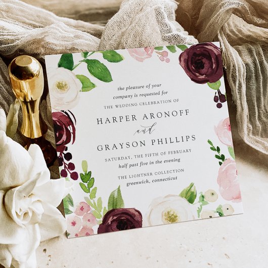 Faire-part de mariage Carré Blush Romance